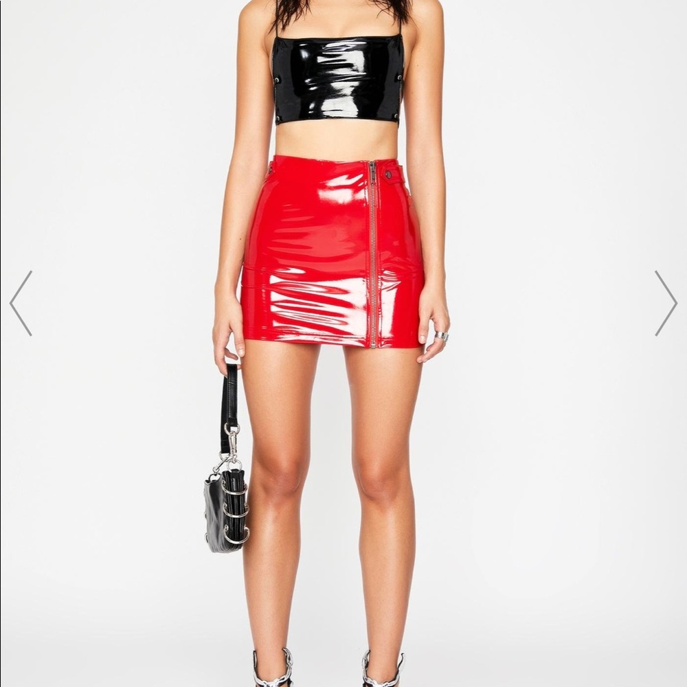 Dolls Kill vinyl crop top